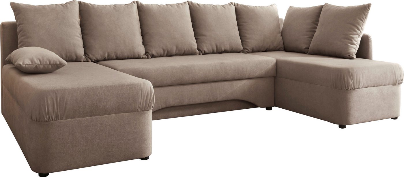 Jockenhöfer Gruppe Wohnlandschaft Arktis U-Form, B: 260 cm, auch in Cord, Sofa mit Bettkasten & Schlaffunktion, zahlreiche Kissen – Bild 2 von 5
