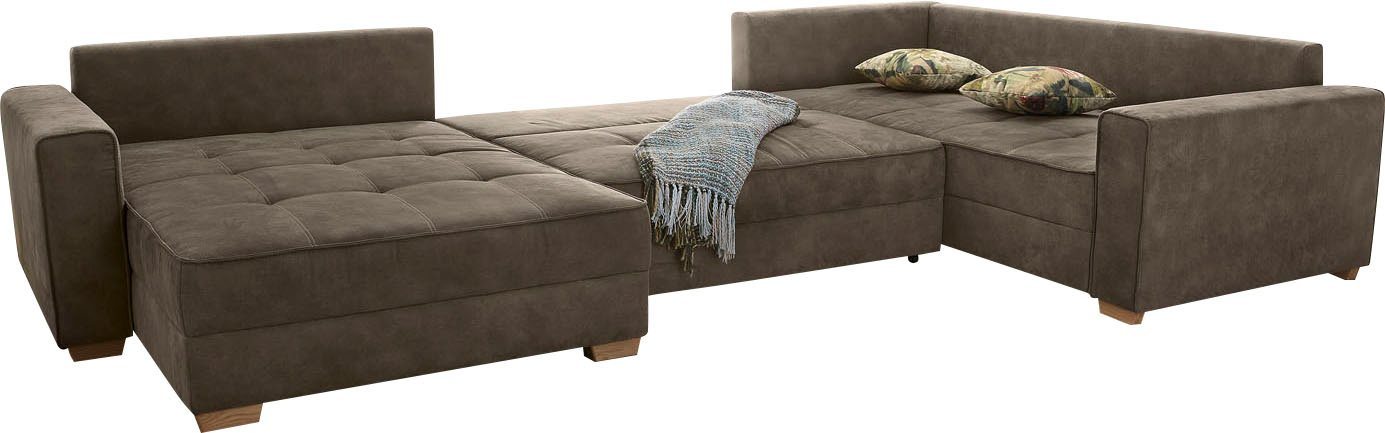 Jockenhöfer Gruppe Wohnlandschaft Brixen U-Form, B: 379 cm, mit Schlaffunktion, Bettkasten & Zierkissen – Bild 4 von 5