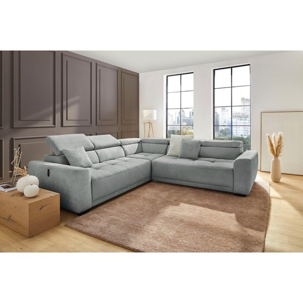 Jockenhöfer Gruppe Wohnlandschaft Monza L-Form, B: 292x292 cm, mit 30 cm elektr. Sitztiefenverstellung, 140kg Belastbarkeit je Sitz, Kopfteilverstellung & USB-A