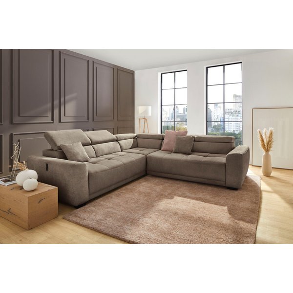 Jockenhöfer Gruppe Wohnlandschaft Monza L-Form, B: 292x292 cm, mit 30 cm elektr. Sitztiefenverstellung, 140kg Belastbarkeit je Sitz, Kopfteilverstellung & USB-A