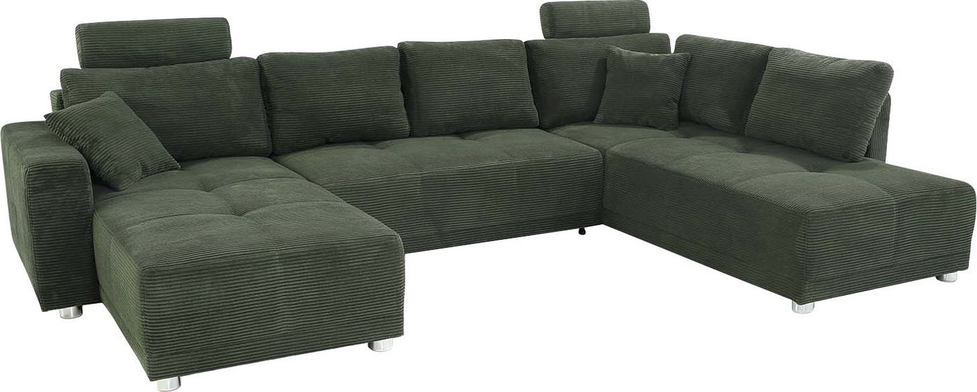 Jockenhöfer Gruppe Wohnlandschaft Orlando U-Form, B: 337 cm, Liegefl. 135x305 cm, mit Schlaffunktion, Bettkasten, 2 Kopfstützen & 2 Zierkissen,Federkern – Bild 3 von 5