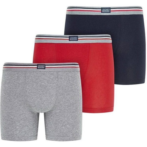 Jockey Trunk Cotton Stretch (3er Pack) Mittlere Bundhöhe, längeres Bein, Logobund