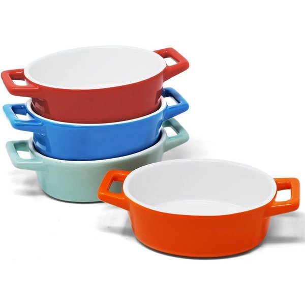 JOEJI’S KITCHEN Auflaufform Mini Auflaufform 4er Set Oval Backform kleine auflaufförmchen Keramik, Keramik