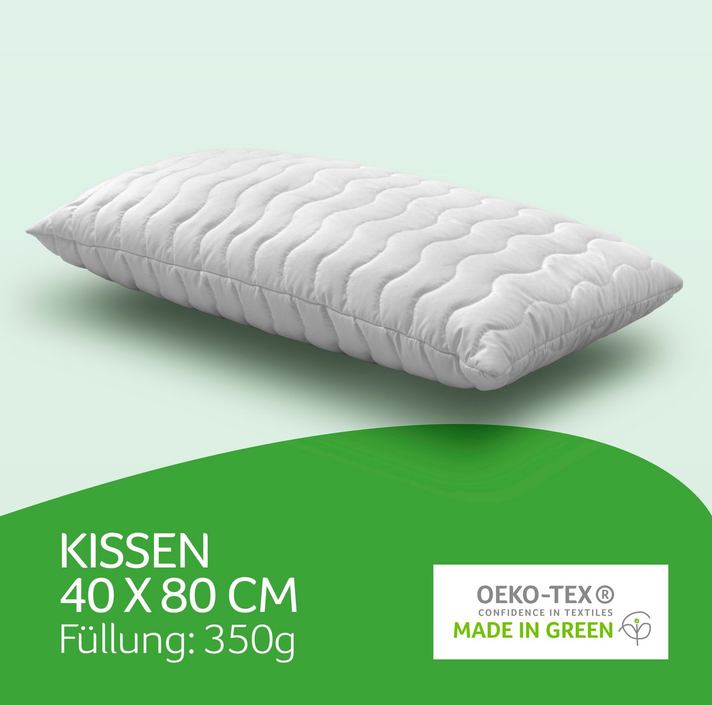 John Cotton Kopfkissen Julia, Kissen ist Made in Green, Füllung: Polyester, Bezug: 100% Polyester, Seitenschläfer, Bauchschläfer, Rückenschläfer, Kopfkissen 40x – Bild 5 von 5