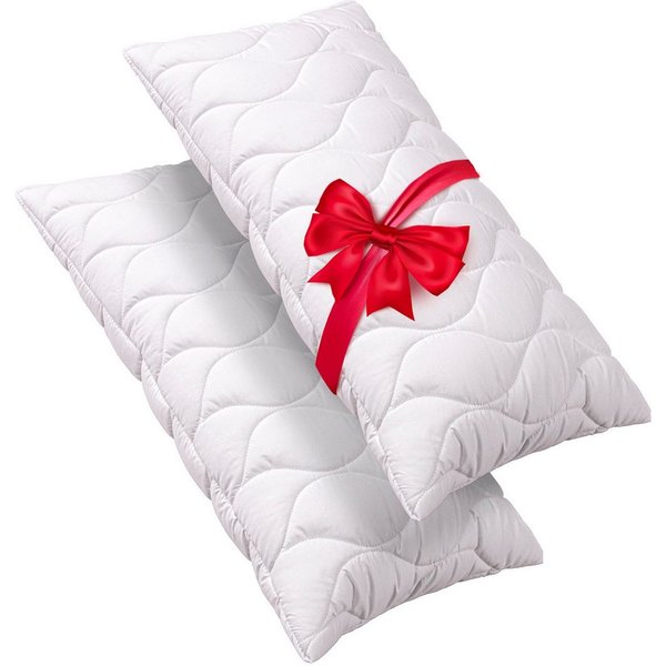 John Cotton Microfaserkissen 2für1, Kopfkissen, ein Kissen gratis, 40x80 cm, 80x80cm, Füllung: 100% Polyester, Bezug: Microfaser, Seitenschläfer, Bauchschläfer,