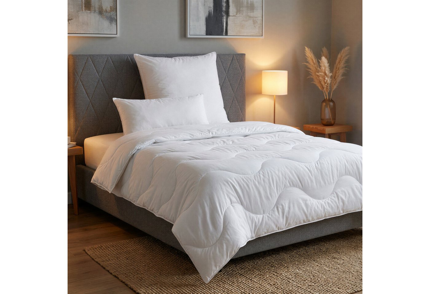John Cotton Microfaserkissen Emilia, Kopfkissen 40x80 cm, 80x80 cm, Füllung: Polyester, Bezug: Microfaser, Kissen, allergiker geeignet, waschbar & Made in EU – Bild 4 von 4
