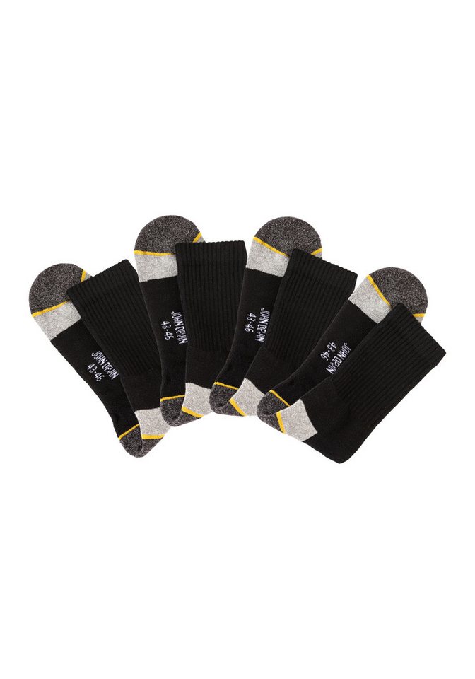 John Devin Arbeitssocken Herrensocken mit breitem geripptem Schaft (Packung, 4-Paar, Gr. 39-42 bis 47-48) Mit Hochfersen und Überzehen Plüsch – Bild 2 von 5