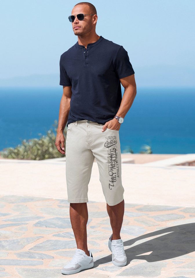 John Devin Bermudas - bedruckte Shorts aus elastischer Baumwollmischung mit großem Druck auf dem Bein, 3/4 Shorts – Bild 5 von 5