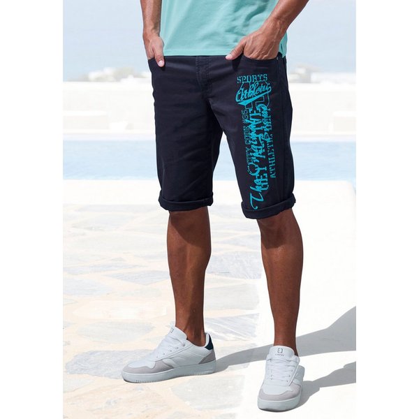 John Devin Bermudas - bedruckte Shorts aus elastischer Baumwollmischung mit großem Druck auf dem Bein, 3/4 Shorts