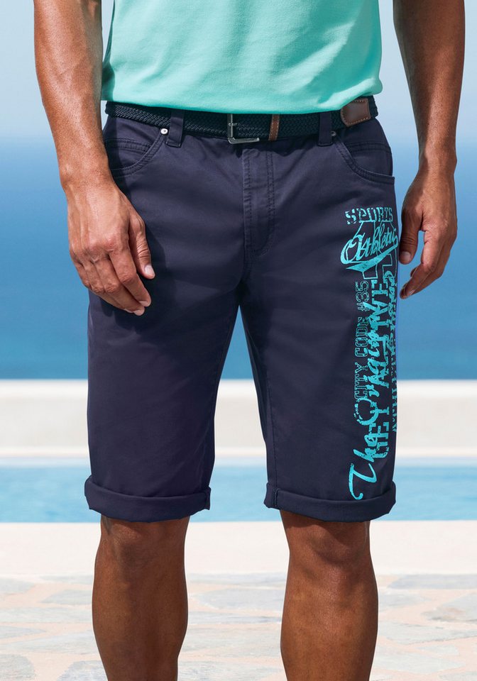 John Devin Bermudas - bedruckte Shorts aus elastischer Baumwollmischung mit großem Druck auf dem Bein, 3/4 Shorts – Bild 3 von 5