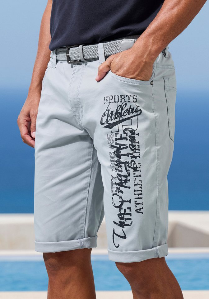 John Devin Bermudas - bedruckte Shorts aus elastischer Baumwollmischung mit großem Druck auf dem Bein, 3/4 Shorts – Bild 3 von 5