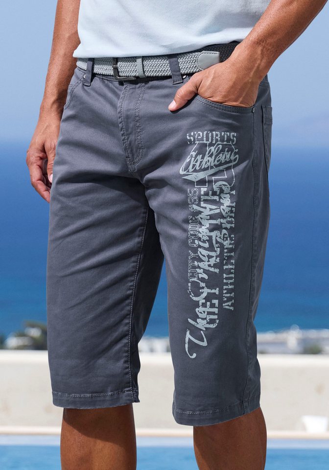 John Devin Bermudas - bedruckte Shorts aus elastischer Baumwollmischung mit großem Druck auf dem Bein, 3/4 Shorts – Bild 3 von 5