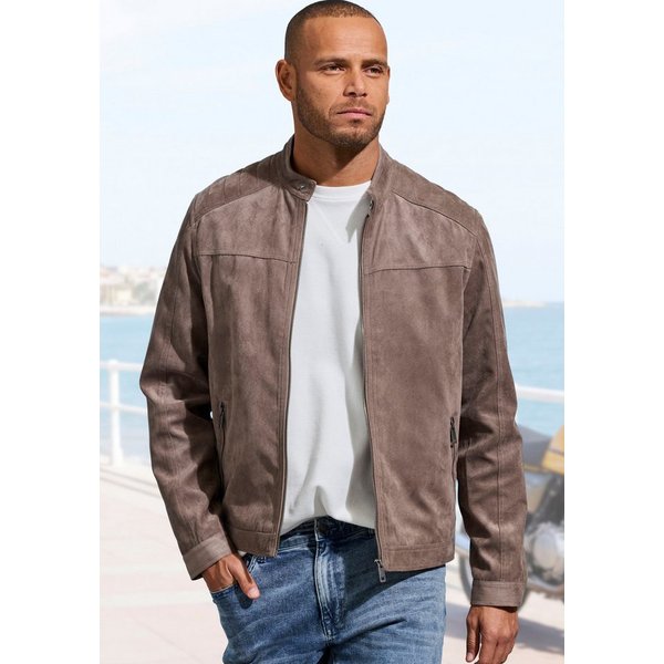 John Devin Bikerjacke, Übergangsjacke in Veloursleder-Optik bis Größe 5XL Schultern mit typischer Absteppung