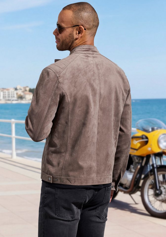 John Devin Bikerjacke, Übergangsjacke in Veloursleder-Optik bis Größe 5XL Schultern mit typischer Absteppung – Bild 3 von 5
