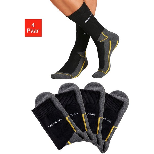 John Devin Funktionssocken Herrensocken mit Komfortbündchen (Packung, 4-Paar