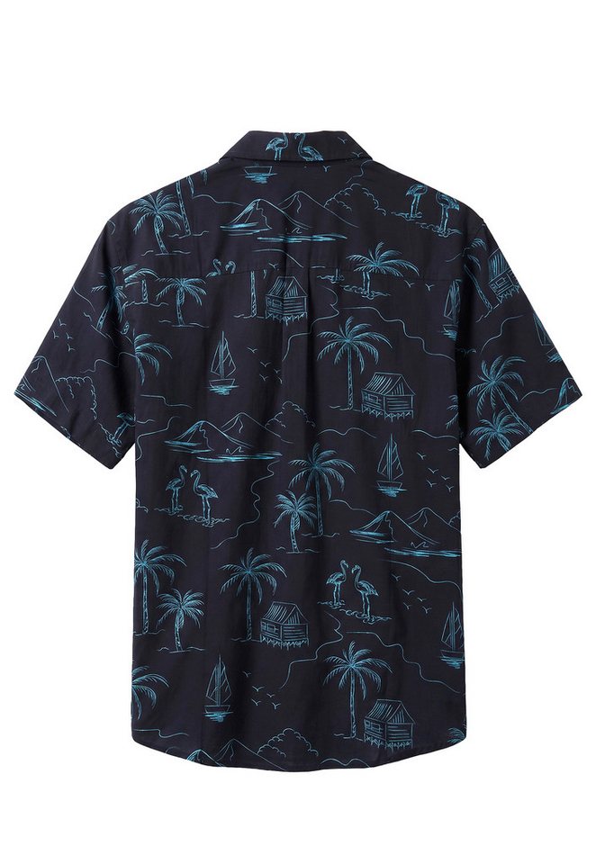 John Devin Hawaiihemd - Kurzarmhemd mit kontrastfarbigem Palmen Druck Freizeithemd bis Größe 5XL – Bild 3 von 5