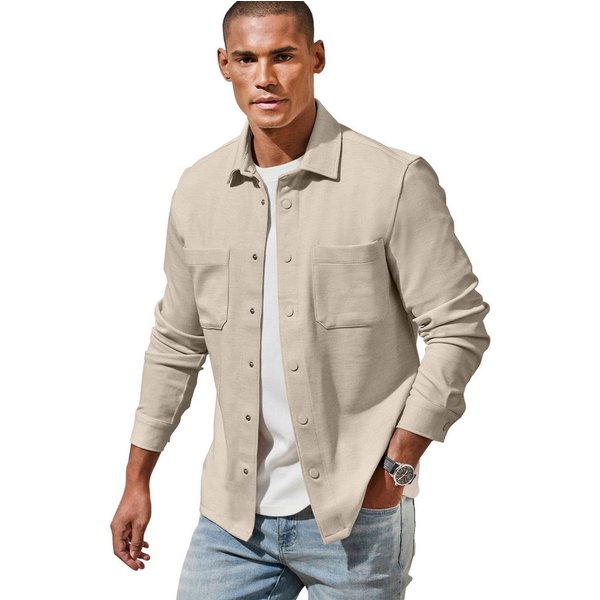 John Devin Hemdjacke, Overshirt aus weicher Piqué-Qualität, Knopfleiste mit Druckknöpfen