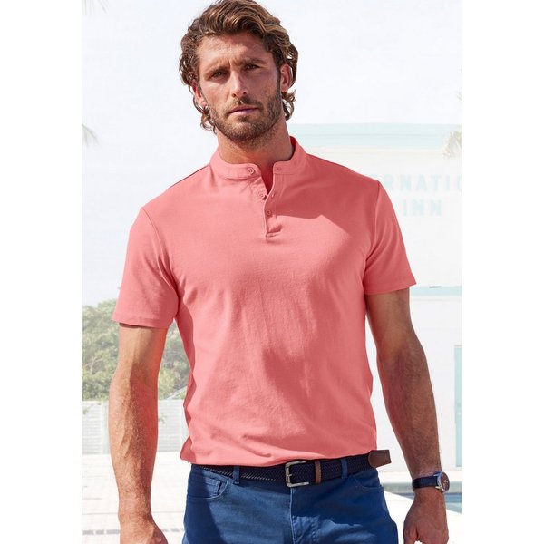 John Devin Henleyshirt mit Stehkragen, Regular-Fit, aus Baumwoll-Piqué