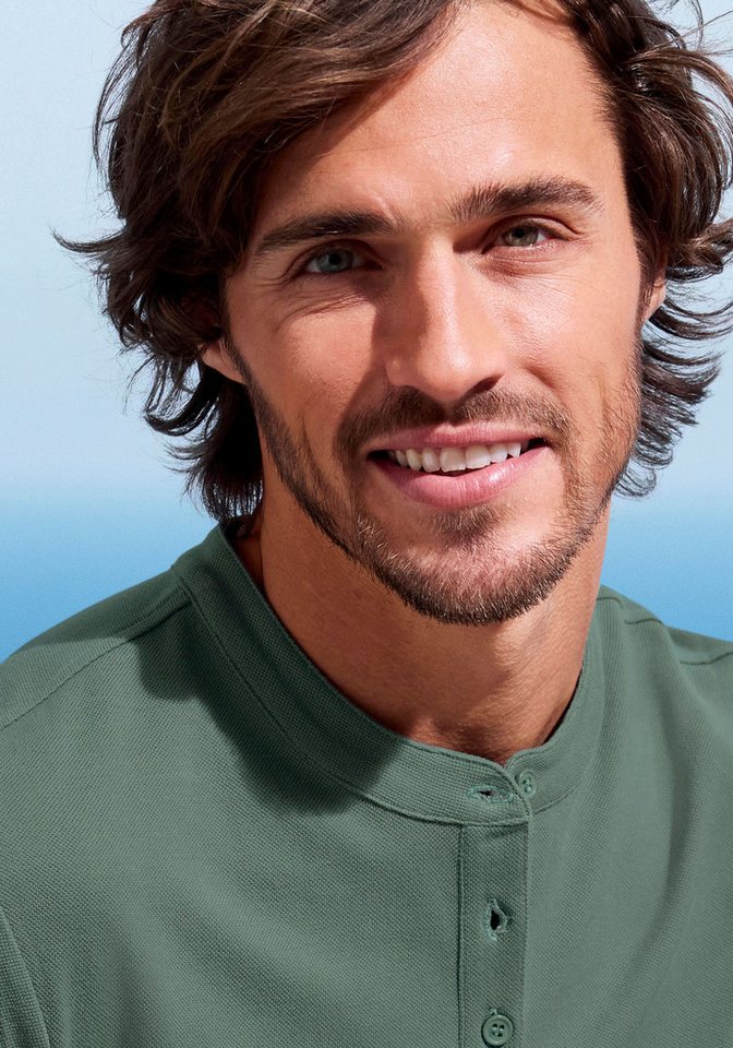 John Devin Henleyshirt mit Stehkragen, Regular-Fit, aus Baumwoll-Piqué – Bild 3 von 4