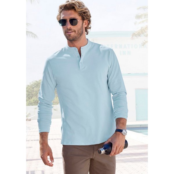 John Devin Henleyshirt mit Stehkragen Regular-Fit, aus Baumwoll-Piqué
