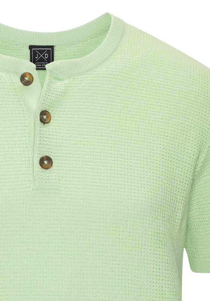 John Devin Henleyshirt - sommerliches Strickshirt mit modischem Rundhals Kleine Knopfleiste mit kontrastfarbenen Knöpfen – Bild 4 von 5