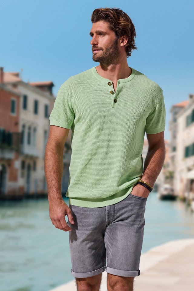 John Devin Henleyshirt - sommerliches Strickshirt mit modischem Rundhals Kleine Knopfleiste mit kontrastfarbenen Knöpfen – Bild 5 von 5