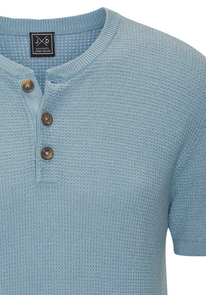 John Devin Henleyshirt - sommerliches Strickshirt mit modischem Rundhals Kleine Knopfleiste mit kontrastfarbenen Knöpfen – Bild 4 von 5