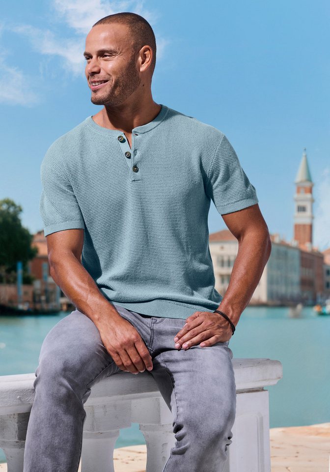 John Devin Henleyshirt - sommerliches Strickshirt mit modischem Rundhals Kleine Knopfleiste mit kontrastfarbenen Knöpfen – Bild 5 von 5