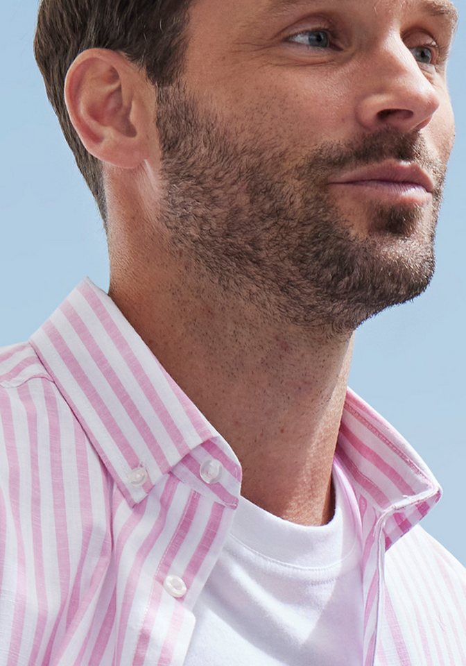 John Devin Langarmhemd, Streifenhemd langarm mit Button-down-Kragen aus leichter Baumwoll-Webware, Regular-fit – Bild 4 von 5