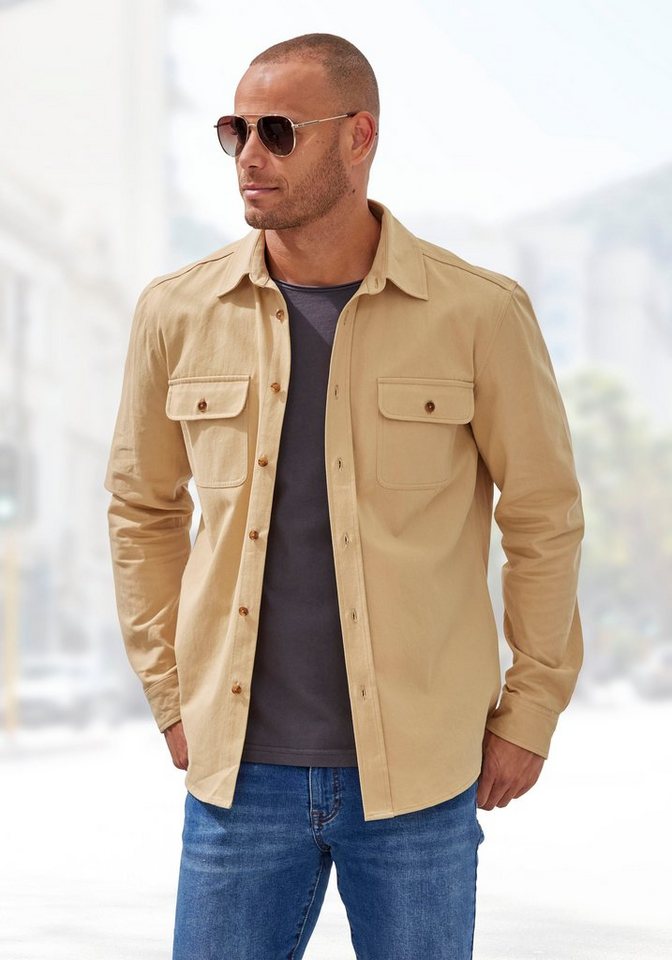 John Devin Langarmhemd Overshirt aus reiner Baumwolle, mit aufgesetzten Taschen – Bild 3 von 5