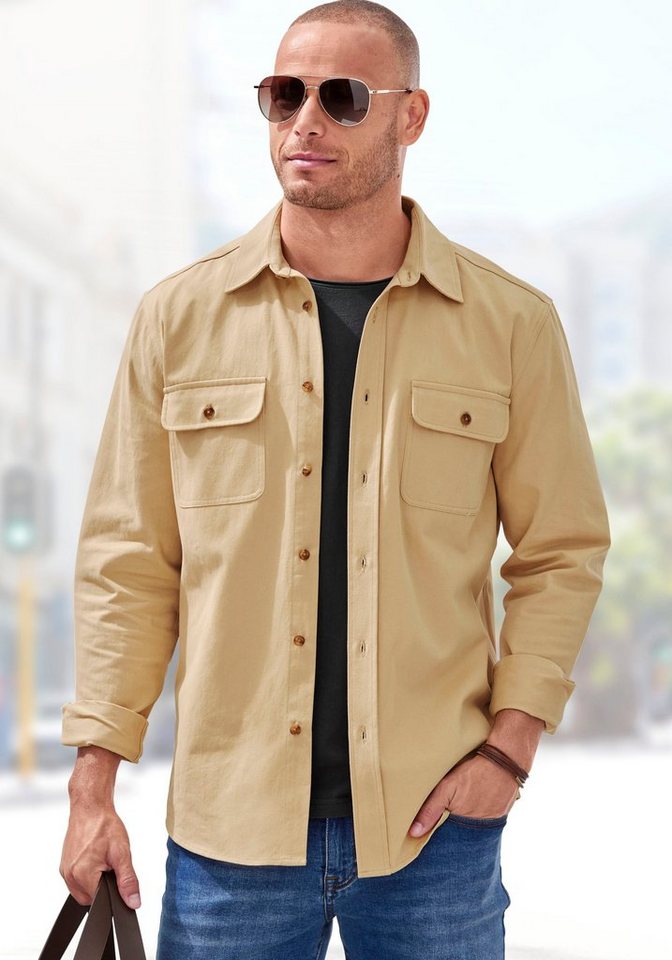 John Devin Langarmhemd Overshirt aus reiner Baumwolle, mit aufgesetzten Taschen – Bild 4 von 5