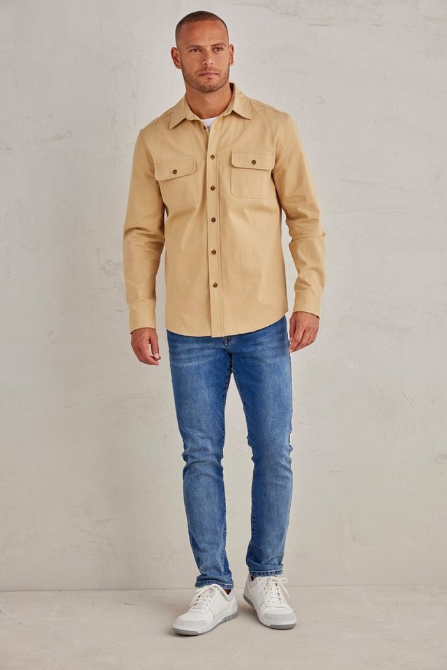 John Devin Langarmhemd Overshirt aus reiner Baumwolle, mit aufgesetzten Taschen – Bild 5 von 5
