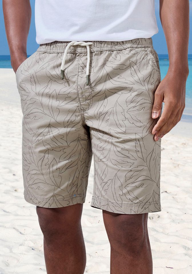 John Devin Shorts - Bermuda mit Blätter-Print kurze Schlupfhose aus elastischer, gewebter Baumwollqualität – Bild 3 von 5