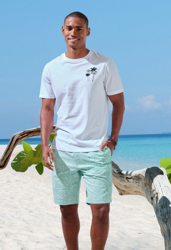 John Devin Shorts - Bermuda mit Blätter-Print kurze Schlupfhose aus elastischer, gewebter Baumwollqualität – Bild 5 von 5