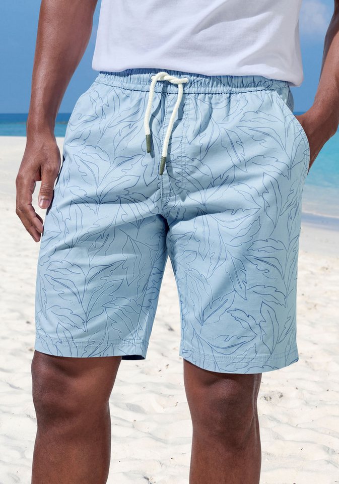 John Devin Shorts - Bermuda mit Blätter-Print kurze Schlupfhose aus elastischer, gewebter Baumwollqualität – Bild 3 von 5