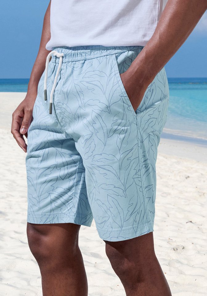 John Devin Shorts - Bermuda mit Blätter-Print kurze Schlupfhose aus elastischer, gewebter Baumwollqualität – Bild 4 von 5