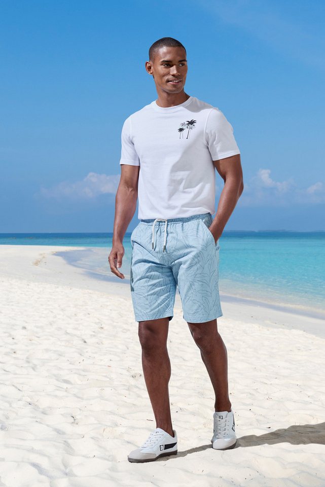 John Devin Shorts - Bermuda mit Blätter-Print kurze Schlupfhose aus elastischer, gewebter Baumwollqualität – Bild 5 von 5