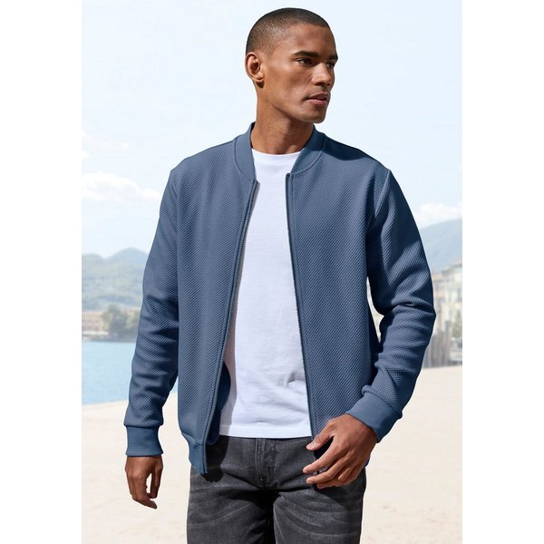 John Devin Sweatjacke aus Struktur-Qualität, relaxed fit in Struktur-Qualität, mit Reißverschluss