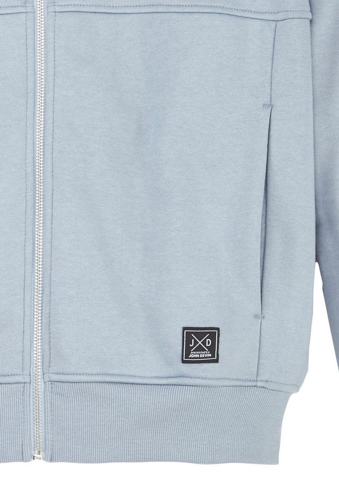 John Devin Sweatjacke mit modischer Teilungsnaht Langarm, Sweatjacke mit Reißverschluss und Rundhals, Baumwollmischung – Bild 4 von 5