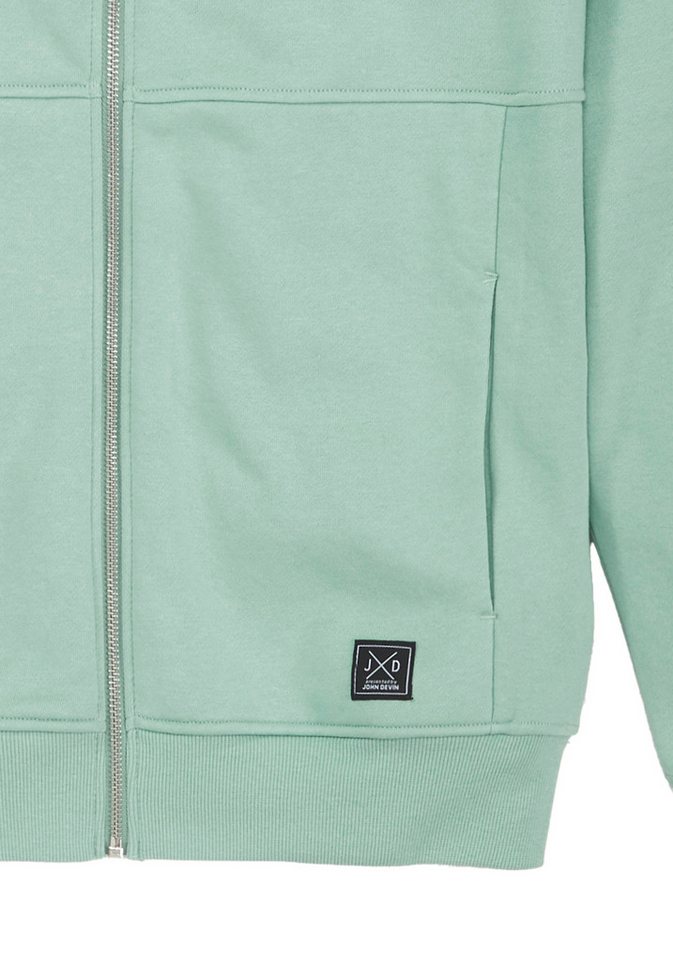 John Devin Sweatjacke mit modischer Teilungsnaht Langarm, Sweatjacke mit Reißverschluss und Rundhals, Baumwollmischung – Bild 5 von 5