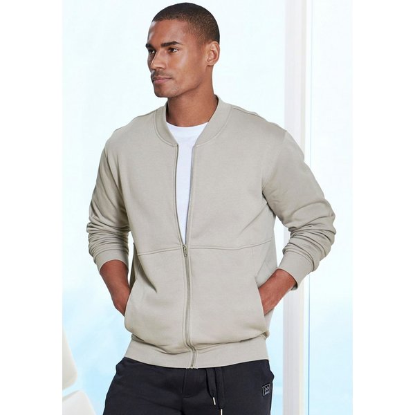 John Devin Sweatjacke mit modischer Teilungsnaht Langarm, Sweatjacke mit Reißverschluss und Rundhals, Baumwollmischung