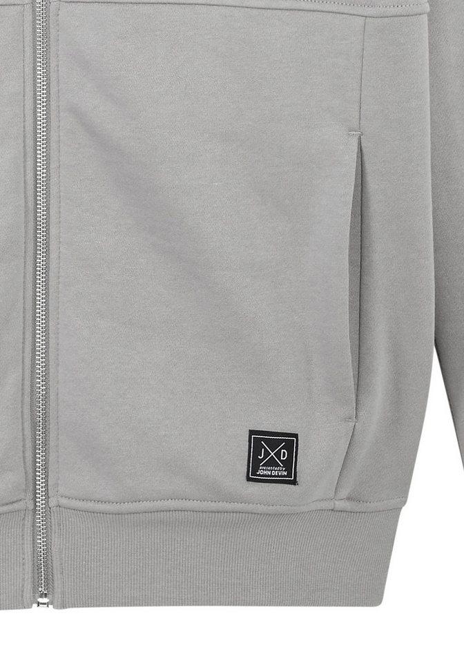 John Devin Sweatjacke mit modischer Teilungsnaht Langarm, Sweatjacke mit Reißverschluss und Rundhals, Baumwollmischung – Bild 4 von 5