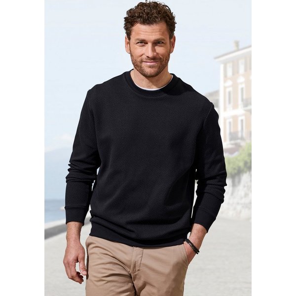 John Devin Sweatshirt aus Struktur-Qualität, relaxed fit in Struktur-Qualität, mit klassischem Rundhalsausschnitt, Langarm