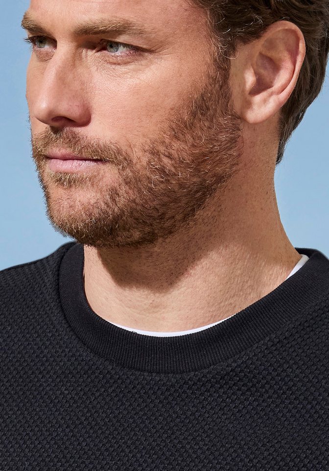 John Devin Sweatshirt aus Struktur-Qualität, relaxed fit in Struktur-Qualität, mit klassischem Rundhalsausschnitt, Langarm – Bild 3 von 5