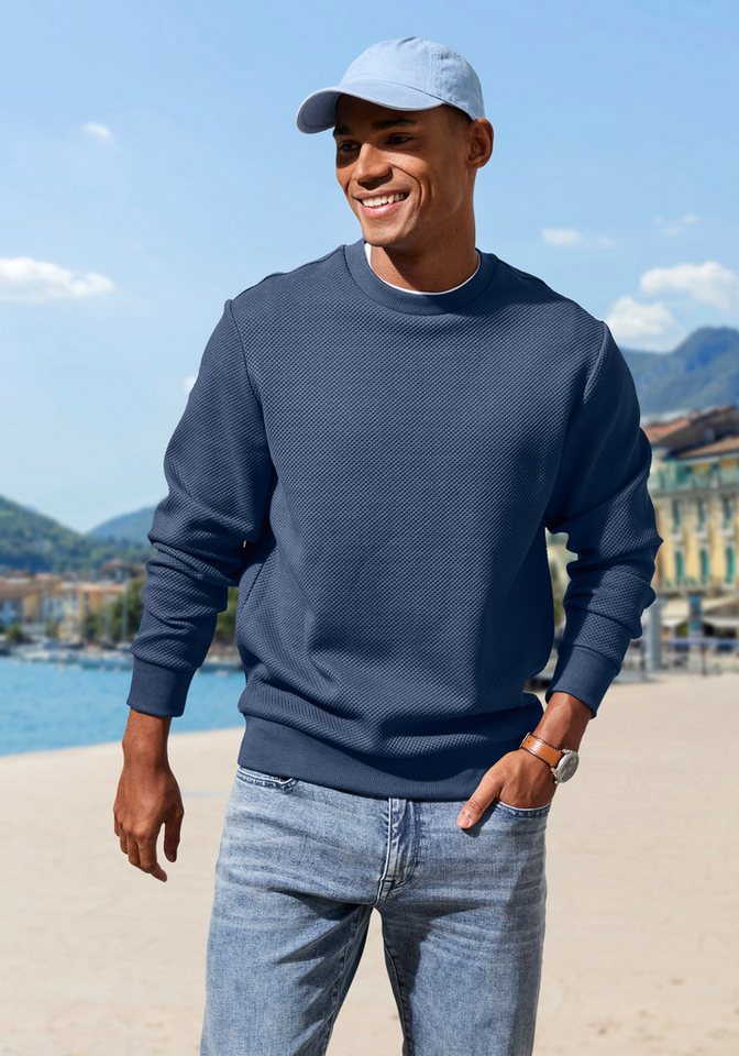 John Devin Sweatshirt aus Struktur-Qualität, relaxed fit in Struktur-Qualität, mit klassischem Rundhalsausschnitt, Langarm – Bild 5 von 5
