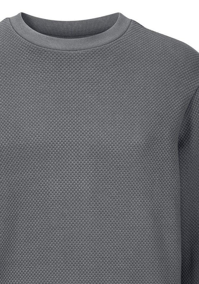 John Devin Sweatshirt aus Struktur-Qualität, relaxed fit in Struktur-Qualität, mit klassischem Rundhalsausschnitt, Langarm – Bild 4 von 5