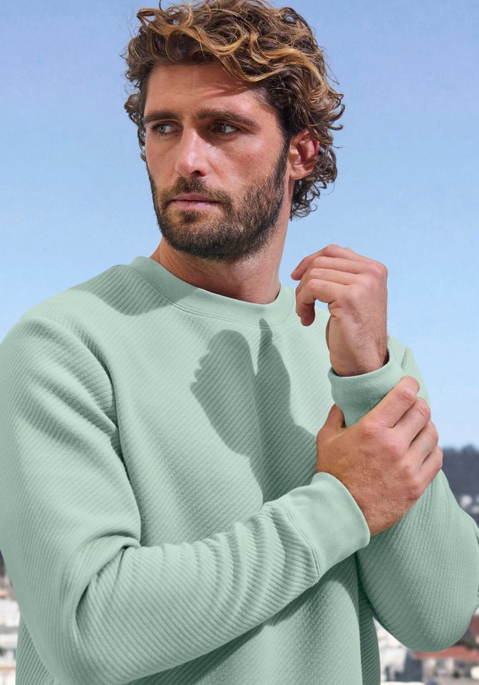 John Devin Sweatshirt Langarm, Pullover mit Struktur, Rundhals, Baumwollmischung – Bild 3 von 5