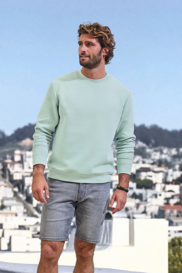 John Devin Sweatshirt Langarm, Pullover mit Struktur, Rundhals, Baumwollmischung – Bild 5 von 5