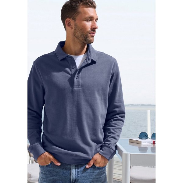 John Devin Sweatshirt Langarm, Pullover mit Polokragen, Baumwolle