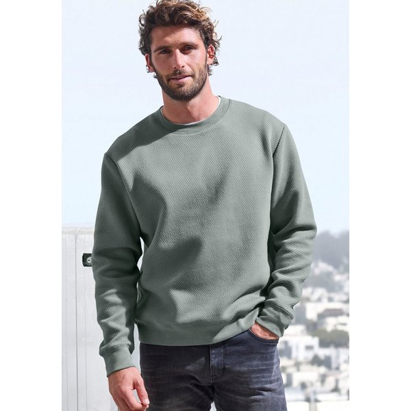 John Devin Sweatshirt Langarm, Pullover mit Struktur, Rundhals, Baumwollmischung